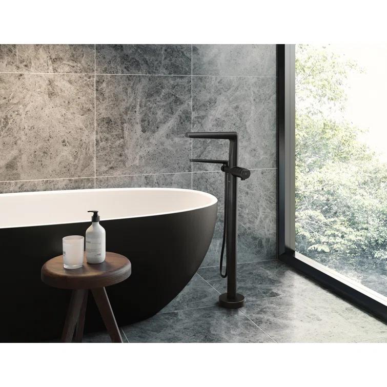 Parabola Thermostatic Single Hole Floor Mount Tub Filler Trim