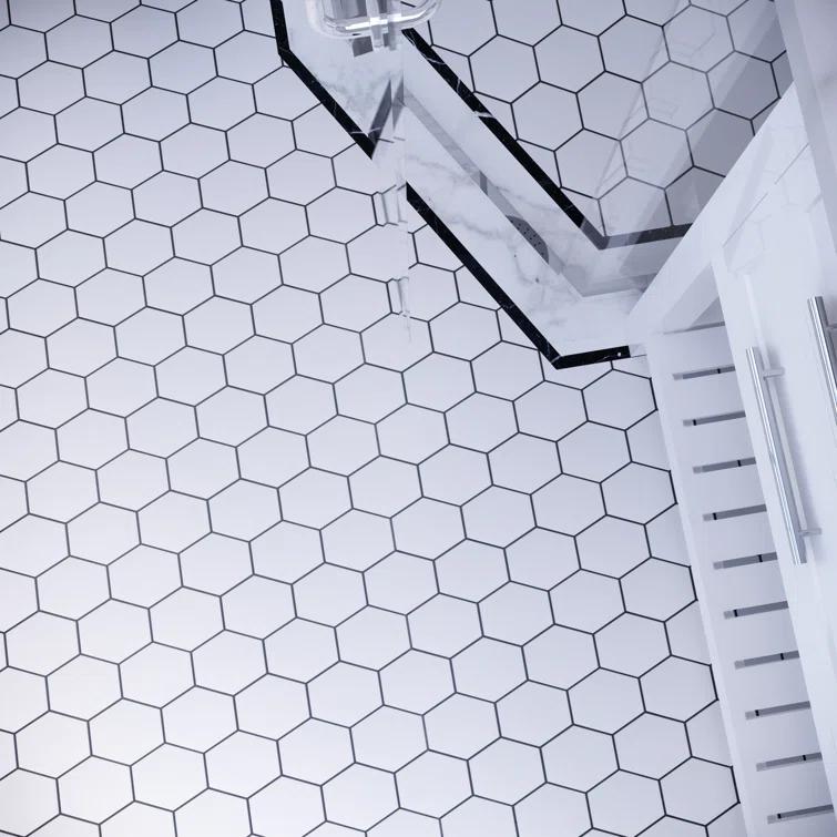 Supreme Tile Porcetile 10.08 in. x 11.64 in. Honeycomb Matte Porcelain Mosaic Wall and Floor Tile