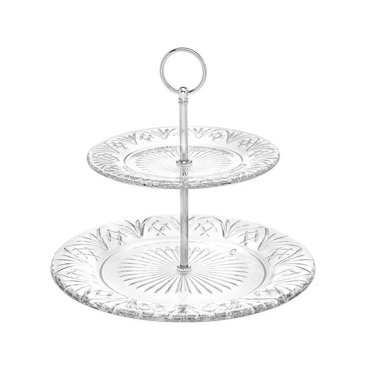 Godinger Silver Art Co Dublin Crystal 2 Tiered Serving Stand