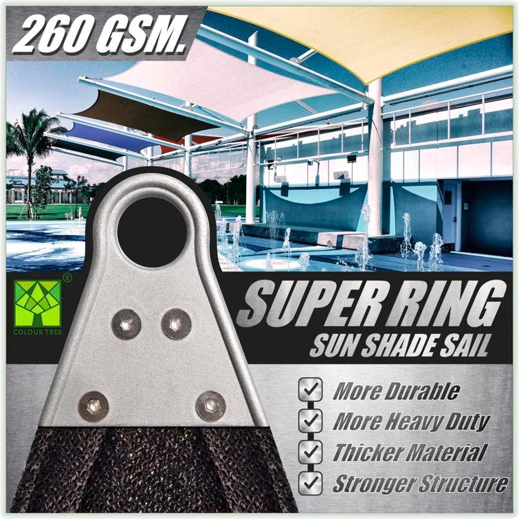 ColorTree Customizable 260 GSM Heavy-Duty Super Ring Sun Shade Sail – Durable & UV-Resistant