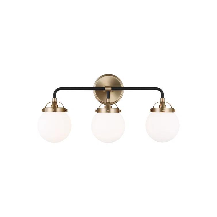Satin Brass and Black 3-Light Globe Vanity Light