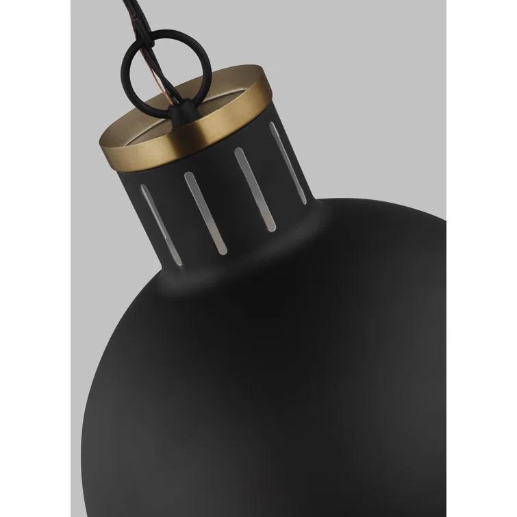 Generation Lighting Hanks 1 -Light Midnight Black Transitional White glass Globe Medium Hanging Pendant light