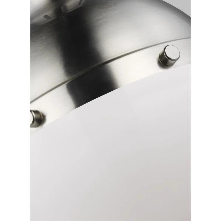 Generation Lighting Hanks 1 -Light Brushed nickel Transitional White glass Globe Large Hanging Pendant light
