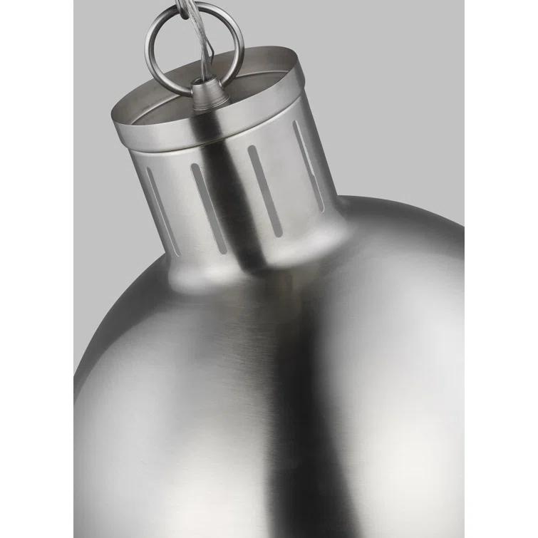 Generation Lighting Hanks 1 -Light Brushed nickel Transitional White glass Globe Large Hanging Pendant light