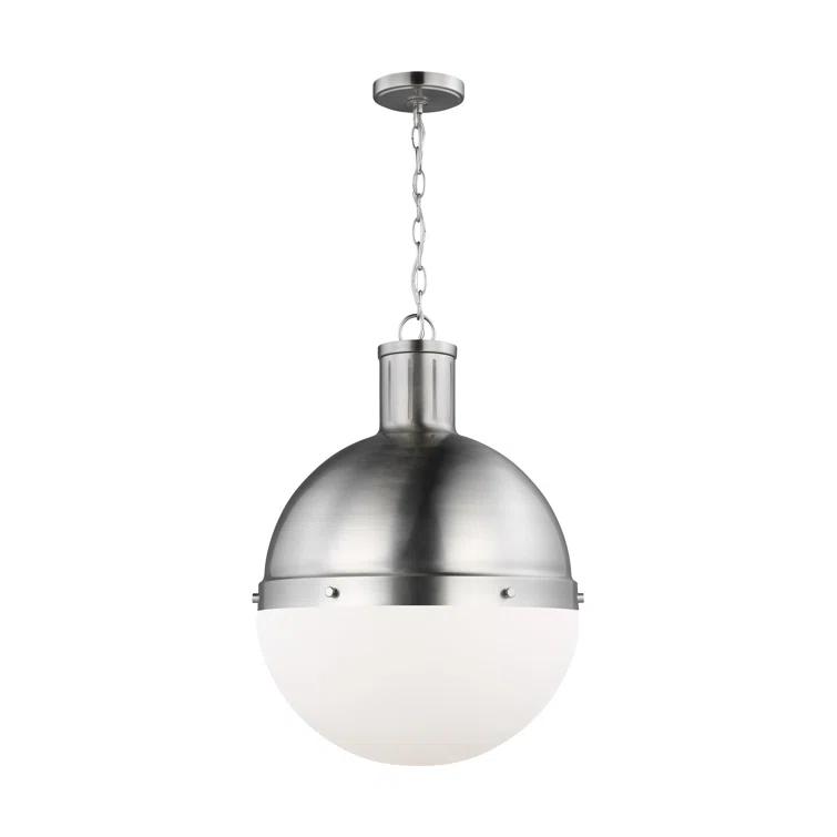 Generation Lighting Hanks 1 -Light Brushed nickel Transitional White glass Globe Large Hanging Pendant light