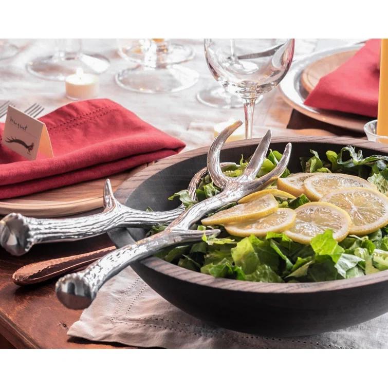 Rustic Aluminum Antler Salad Serving Set, 13.25 inches