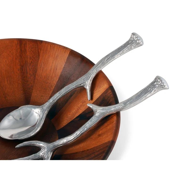 Rustic Aluminum Antler Salad Serving Set, 13.25 inches