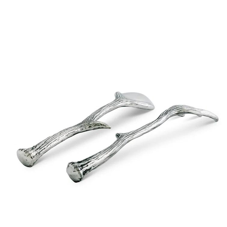 Rustic Aluminum Antler Salad Serving Set, 13.25 inches