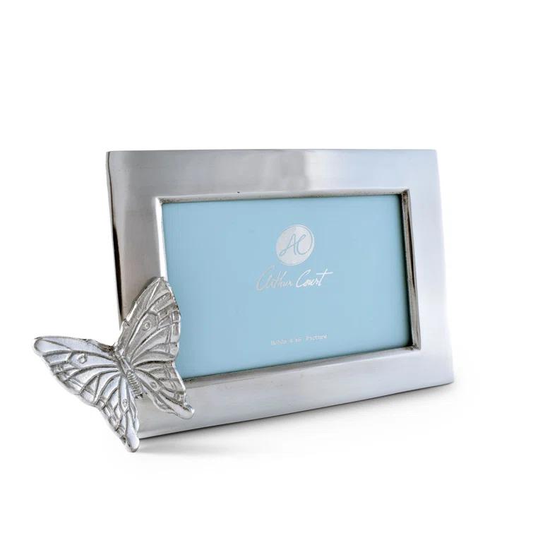 Arthur Court Designs Butterfly Silver Metal Embossed Picture Frame