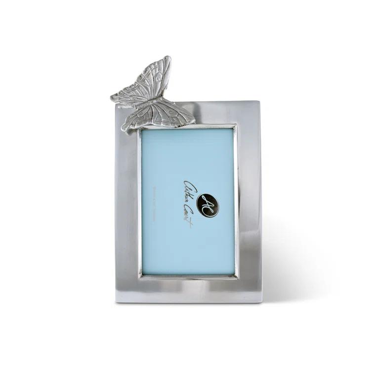 Arthur Court Designs Butterfly Silver Metal Embossed Picture Frame