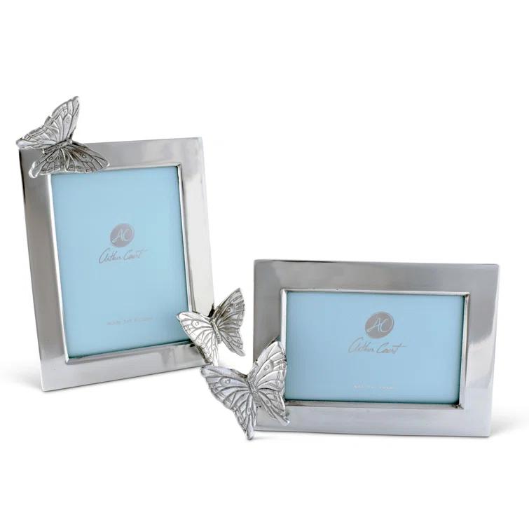 Arthur Court Designs Butterfly Silver Metal Embossed Picture Frame