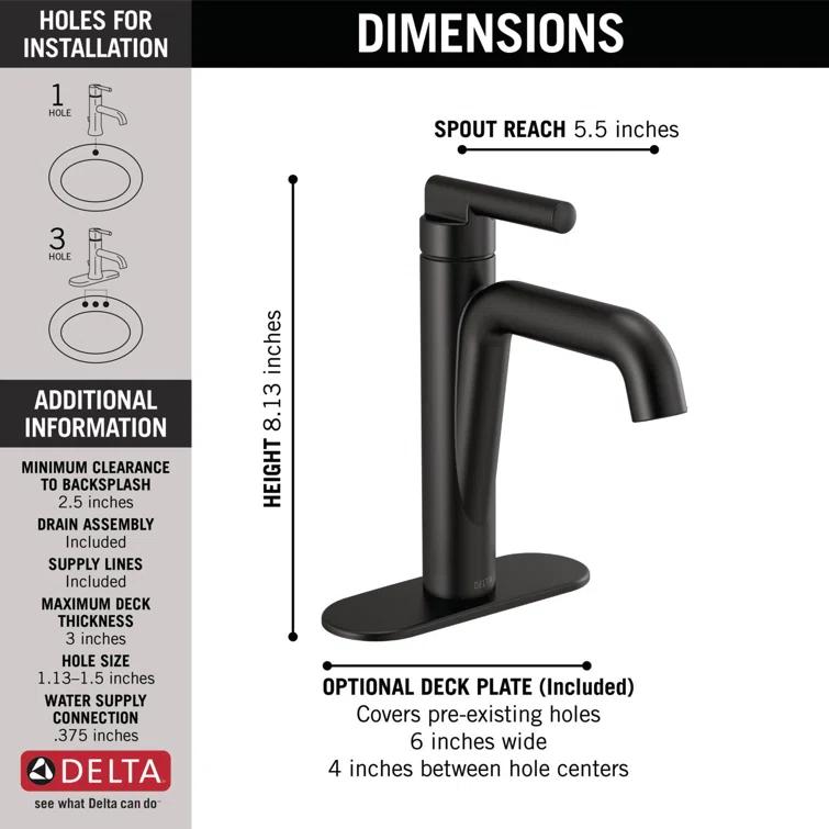 Single-Hole Single-handle Bathroom Faucet with Drain Assembly