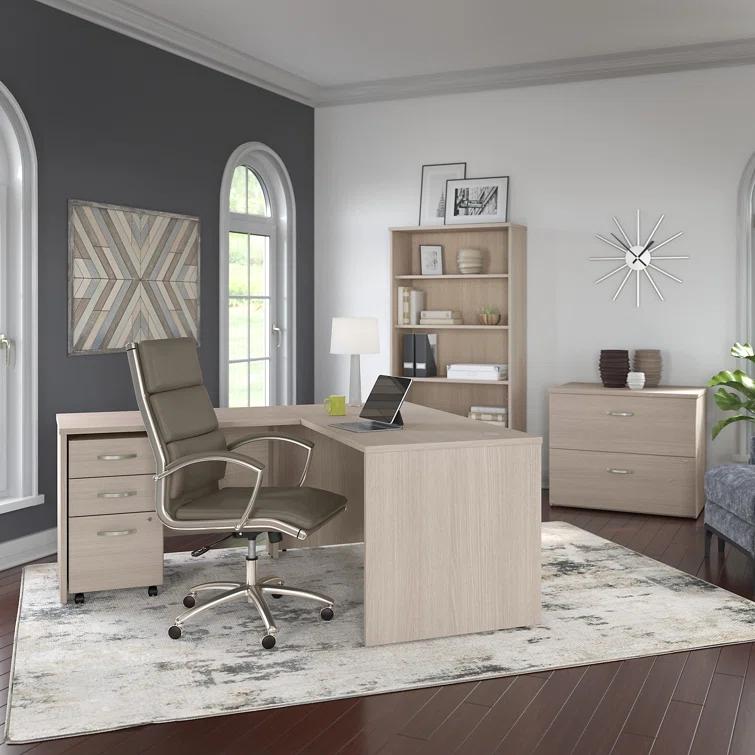 Bush Business Furniture Studio C L Shaped Desk with Mobile File Cabinet and Return