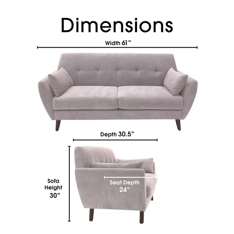 Serta Artesia Midcentury Modern Sofa with Tapered Legs