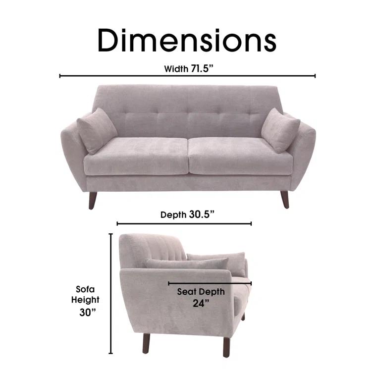 Serta Artesia Midcentury Modern Sofa with Tapered Legs