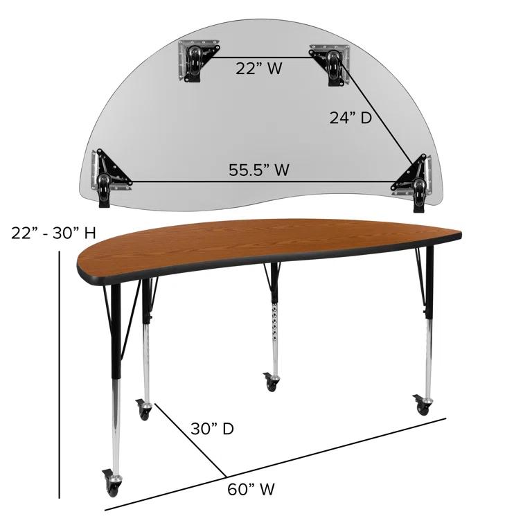 Flash Furniture Goddard Half Circle Wave Collaborative Adjustable Height Activity Table