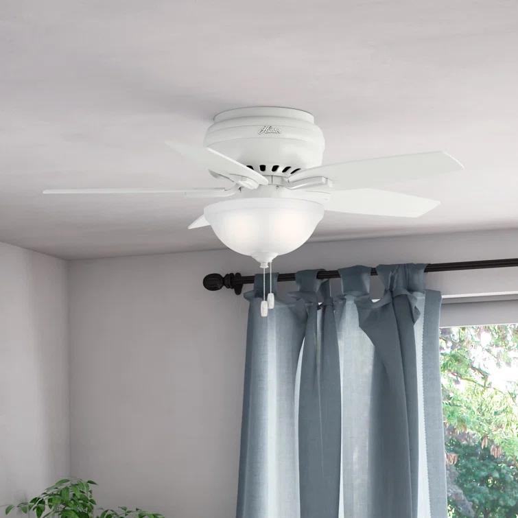 Newsome 42" 5 - Blade Traditional Flush Mount Indoor Ceiling Fan with Lights and Pull Chains