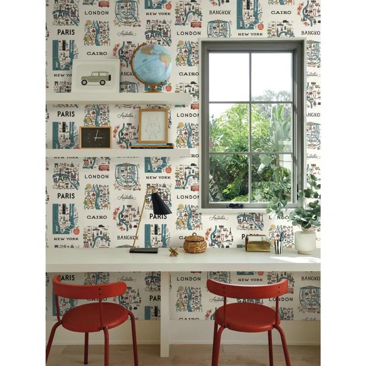 Rifle Paper Co. City Maps 27' L x 27" W Wallpaper Roll