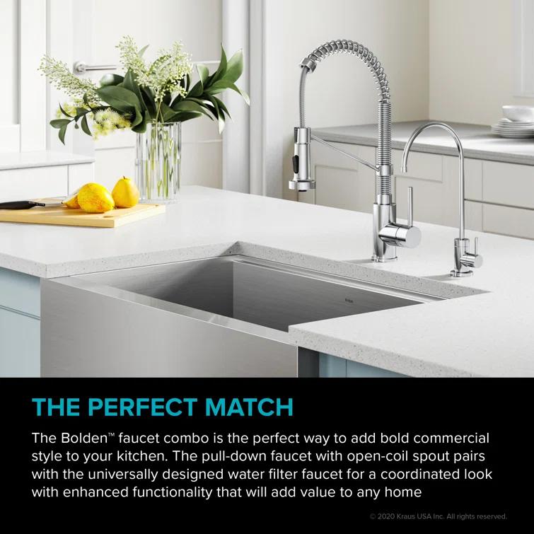 KRAUS Bolden Commercial Style 2-Function Single Handle Pull Down Kitchen Faucet