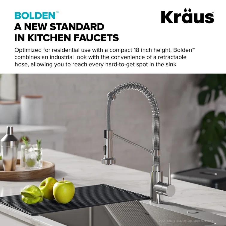 KRAUS Bolden Commercial Style 2-Function Single Handle Pull Down Kitchen Faucet
