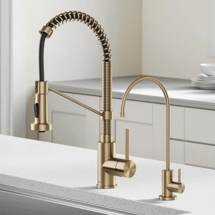 KRAUS Bolden Commercial Style 2-Function Single Handle Pull Down Kitchen Faucet with Soap Dispenser