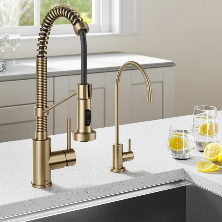 KRAUS Bolden Commercial Style 2-Function Single Handle Pull Down Kitchen Faucet with Soap Dispenser
