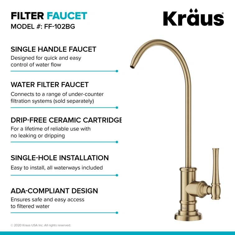 Kraus Allyn Transitional Bridge Kitchen Faucet and Water Filter Faucet Combo