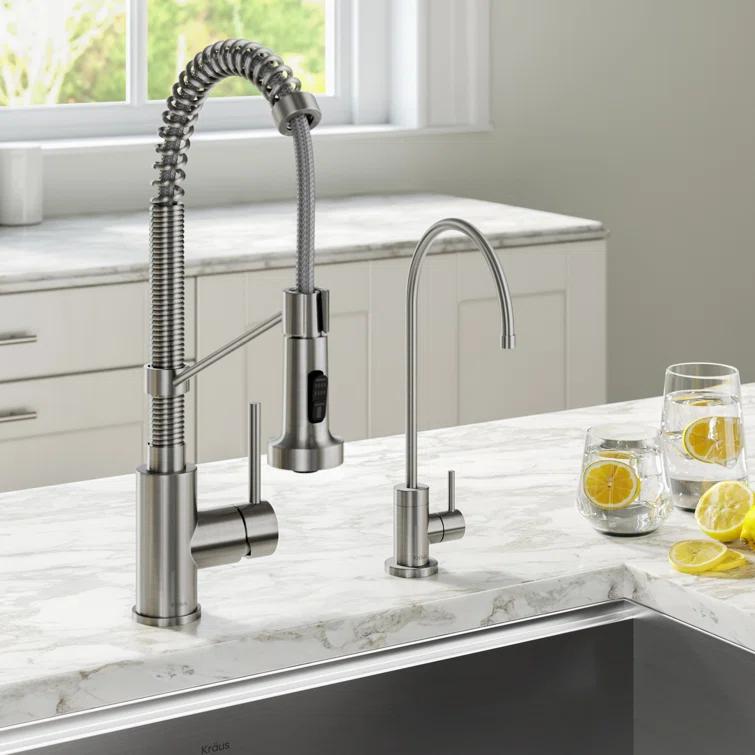 KRAUS Bolden Commercial Style 2-Function Single Handle Pull Down Kitchen Faucet with Soap Dispenser