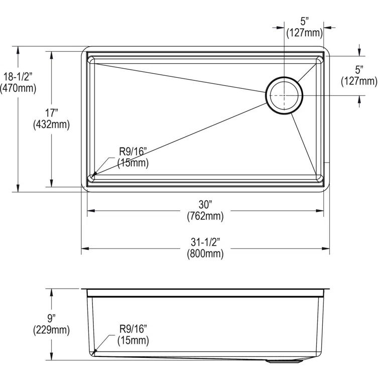 Crosstown Workstation 32" L x 19" W Undermount Kitchen Sink with Accessories