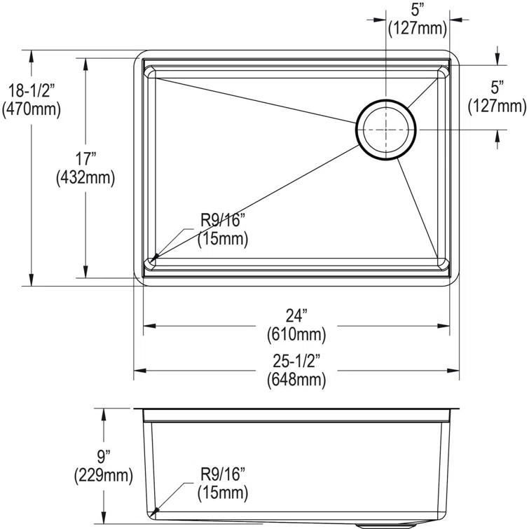 Crosstown 26" L x 19" W Undermount Kitchen Sink with Sink Grid