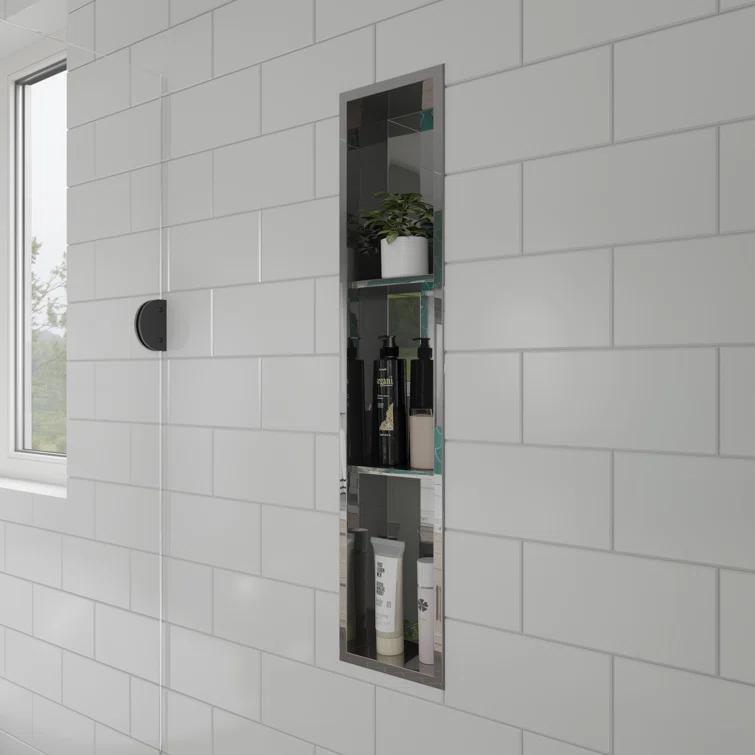 Vertical Stainless Steel Triple Shower Niche