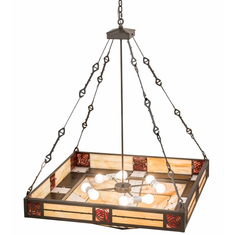 Rustic Lodge 8 - Light Bronze/Amber/Burgundy Single Pendant