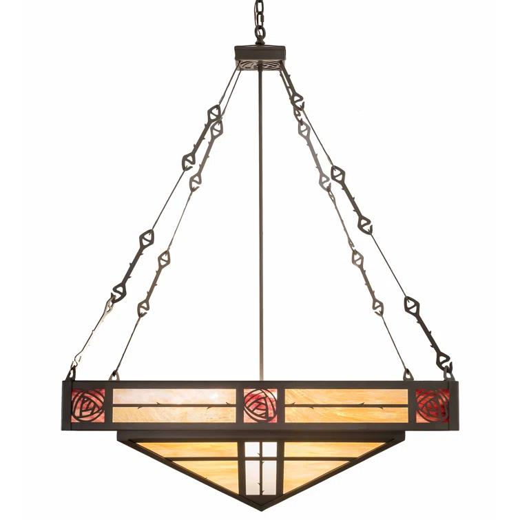 Rustic Lodge 8 - Light Bronze/Amber/Burgundy Single Pendant