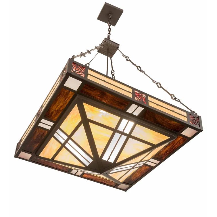 Rustic Lodge 8 - Light Bronze/Amber/Burgundy Single Pendant