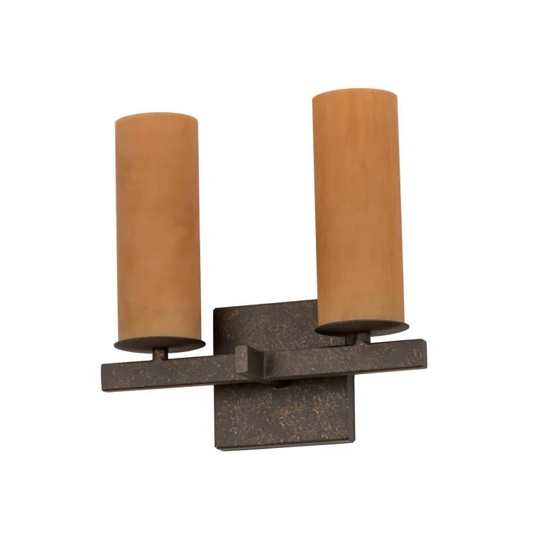 Coral & White Gold-Lined 2-Light Dimmable Sconce
