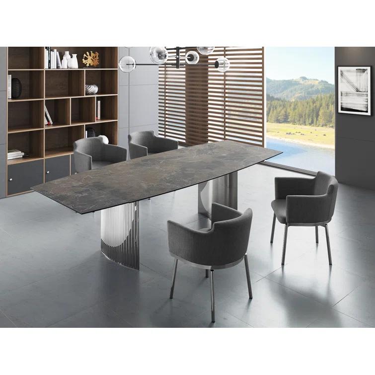 Casabianca Furniture Extendable Metal Base Dining Table
