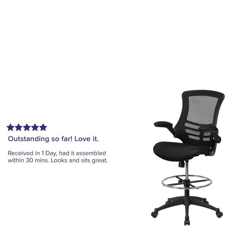 Archimedes Mid-Back Swivel Office Chair with Foot Ring and Flip-Up Arms