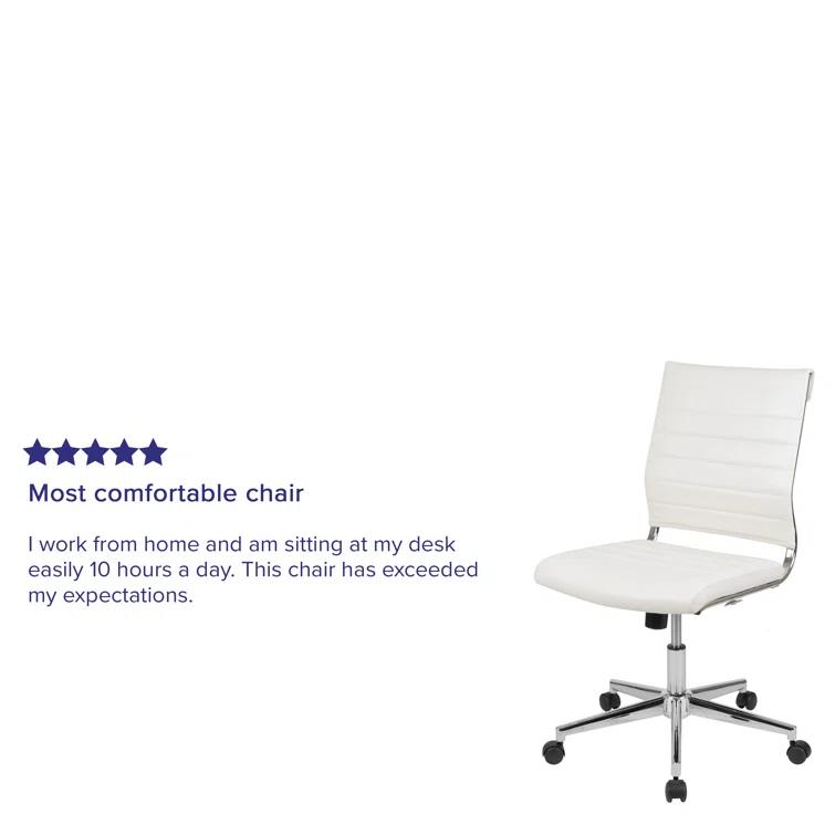 Flash Furniture Mid-Back Armless LeatherSoft Ribbed Executive Swivel Office Chair