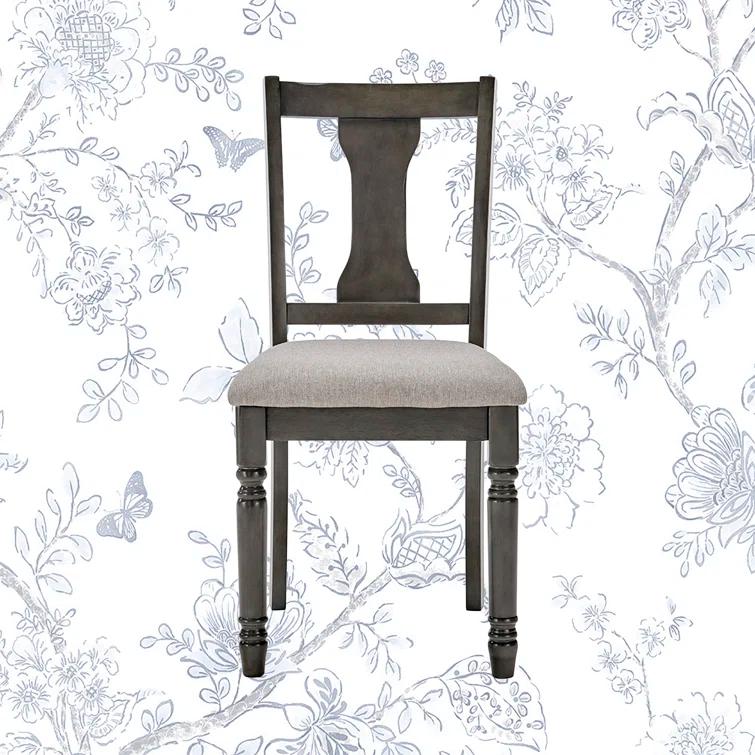 Willow Slat Back Turned Leg Upholstered Side Chair