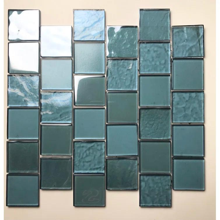Landscape 2 in. x 2 in. Translucent Glass Plastic Face Mounted Brick Mosaic Designer Pool Tile