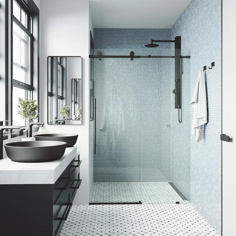 Elan E-Class 44-48" W x 76" H Sliding Frameless Shower Door with 3/8" Clear Glass