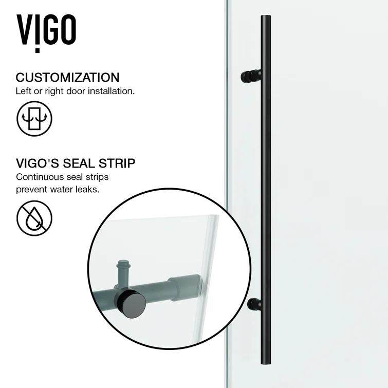 Elan E-Class 44-48" W x 76" H Sliding Frameless Shower Door with 3/8" Clear Glass