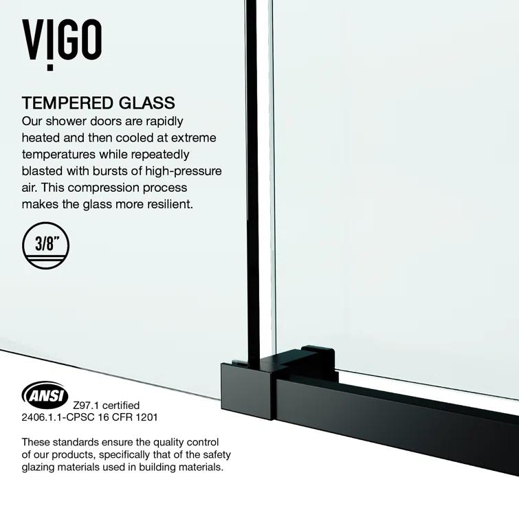 Elan E-Class 44-48" W x 76" H Sliding Frameless Shower Door with 3/8" Clear Glass