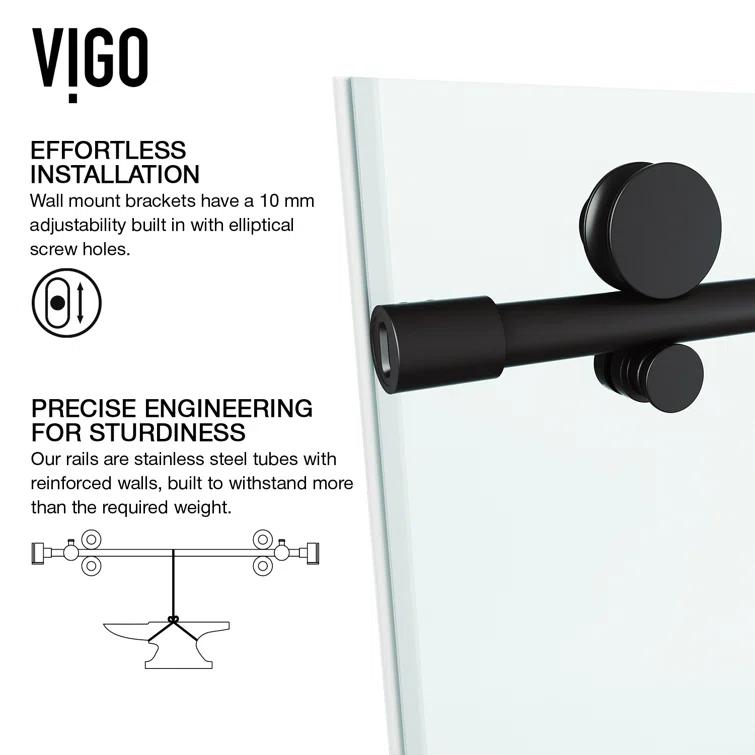 Elan E-Class 44-48" W x 76" H Sliding Frameless Shower Door with 3/8" Clear Glass