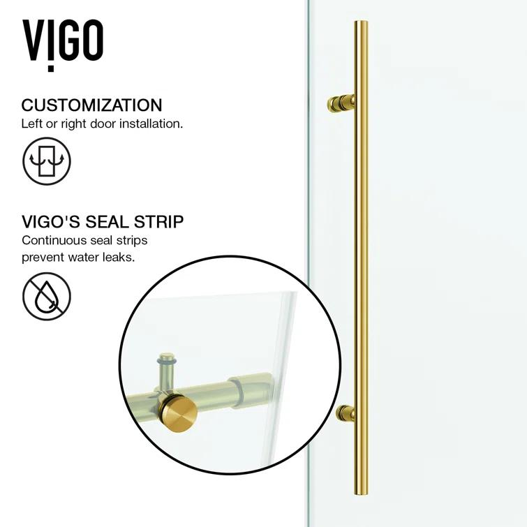 Elan E-Class 68-72" W x 76" H Sliding Frameless Shower Door with 3/8" Clear Glass