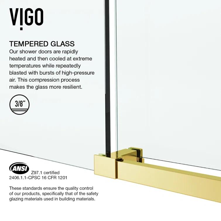 Elan E-Class 68-72" W x 76" H Sliding Frameless Shower Door with 3/8" Clear Glass