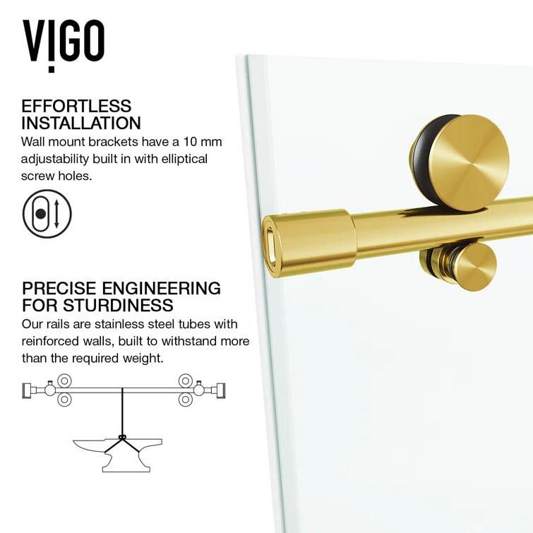 Elan E-Class 68-72" W x 76" H Sliding Frameless Shower Door with 3/8" Clear Glass