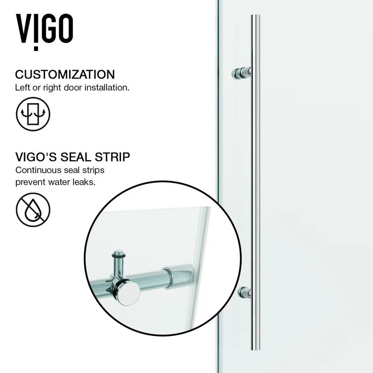 Elan E-Class 44-48" W x 76" H Sliding Frameless Shower Door with 3/8" Clear Glass