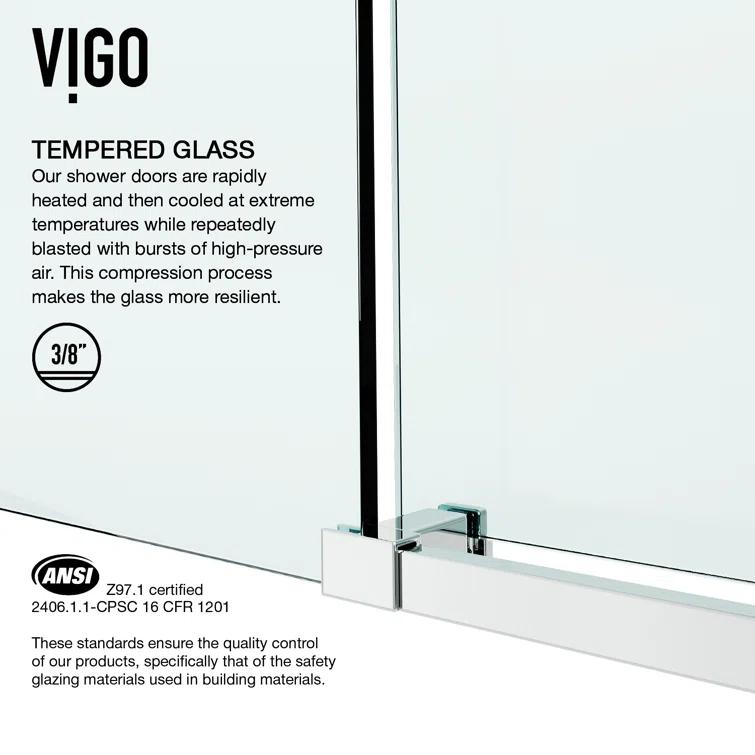 Elan E-Class 44-48" W x 76" H Sliding Frameless Shower Door with 3/8" Clear Glass