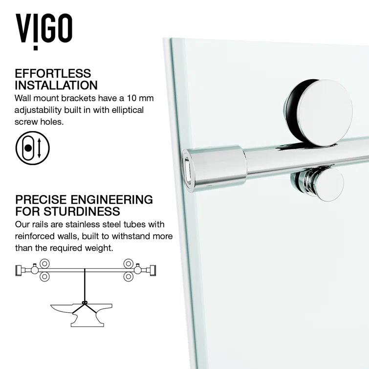 Elan E-Class 44-48" W x 76" H Sliding Frameless Shower Door with 3/8" Clear Glass